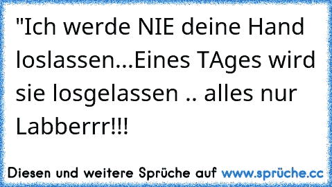 "Ich werde NIE deine Hand loslassen...Eines TAges wird sie losgelassen .. alles nur Labberrr!!!