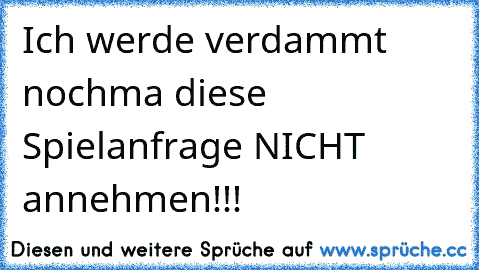 Ich werde verdammt nochma diese Spielanfrage NICHT annehmen!!!