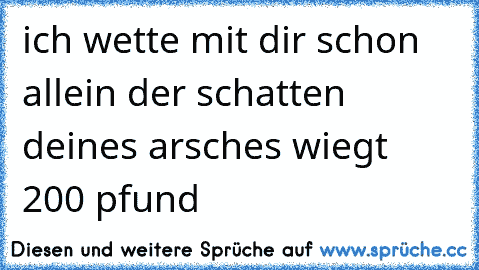 ich wette mit dir schon allein der schatten deines arsches wiegt 200 pfund