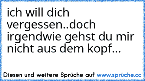 ich will dich vergessen..doch irgendwie gehst du mir nicht aus dem kopf...