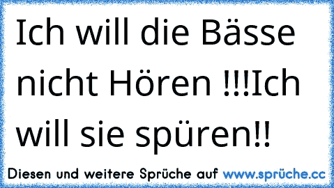 Ich will die Bässe nicht Hören !!!
Ich will sie spüren!!