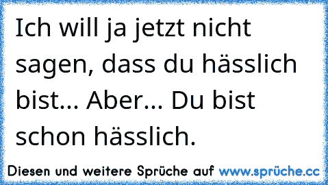 Ich will ja jetzt nicht sagen, dass du hässlich bist... Aber... Du bist schon hässlich.