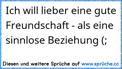 Ich will lieber eine gute Freundschaft - als eine sinnlose Beziehung (;♥