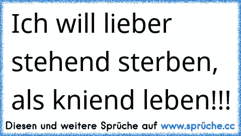 Ich will lieber stehend sterben, als kniend leben!!!