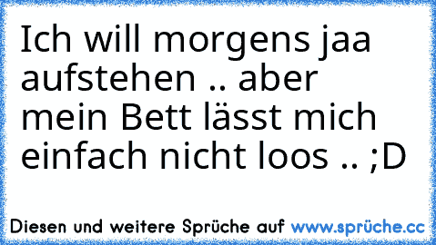 Ich will morgens jaa aufstehen .. aber mein Bett lässt mich einfach nicht loos .. ;D