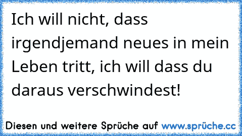 Ich will nicht, dass irgendjemand neues in mein Leben tritt, ich will dass du daraus verschwindest!