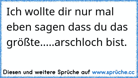 Ich wollte dir nur mal eben sagen dass du das größte.....arschloch bist.