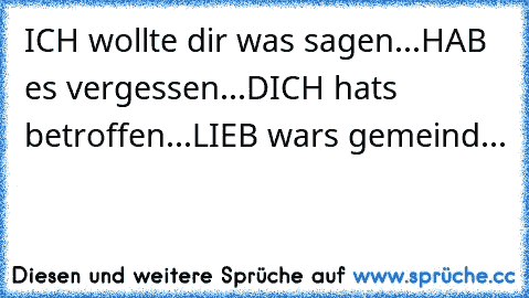 ICH wollte dir was sagen...
HAB es vergessen...
DICH hat´s betroffen...
LIEB wars gemeind...