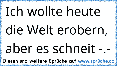 Ich wollte heute die Welt erobern, aber es schneit -.-´