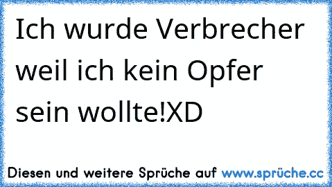 Ich wurde Verbrecher weil ich kein Opfer sein wollte!XD