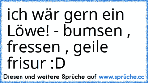 ich wär gern ein Löwe! - bumsen , fressen , geile frisur :D