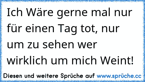 Ich Wäre gerne mal nur für einen Tag tot, nur um zu sehen wer wirklich um mich Weint!