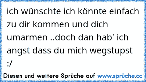 ich wünschte ich könnte einfach zu dir kommen und dich umarmen ..doch dan hab' ich angst dass du mich wegstupst :/ ♥