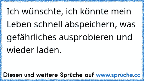 Ich wünschte, ich könnte mein Leben schnell abspeichern, was gefährliches ausprobieren und wieder laden.