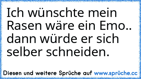 Ich wünschte mein Rasen wäre ein Emo.. dann würde er sich selber schneiden.