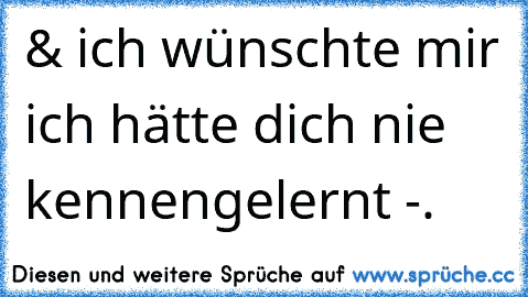 & ich wünschte mir ich hätte dich nie kennengelernt -.