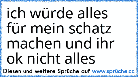 ich würde alles für mein schatz machen und ihr ok nicht alles