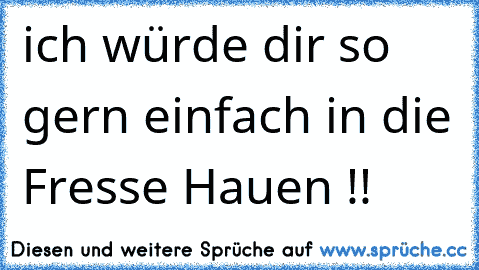 ich würde dir so gern einfach in die Fresse Hauen !!