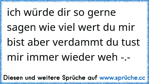 ich würde dir so gerne sagen wie viel wert du mir bist aber verdammt du tust mir immer wieder weh -.- ♥