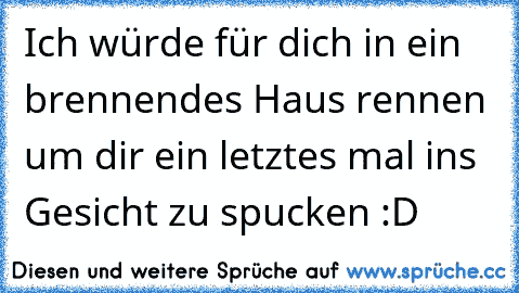 Ich würde für dich in ein brennendes Haus rennen um dir ein letztes mal ins Gesicht zu spucken :D