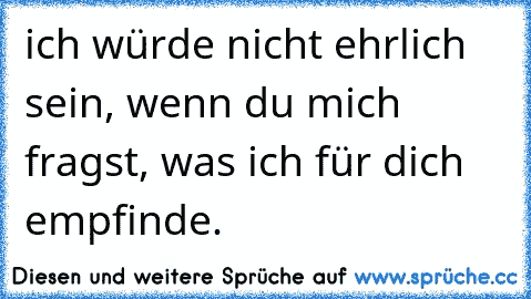 ich würde nicht ehrlich sein, wenn du mich fragst, was ich für dich empfinde.