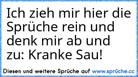 Ich zieh mir hier die Sprüche rein und denk mir ab und zu: Kranke Sau!