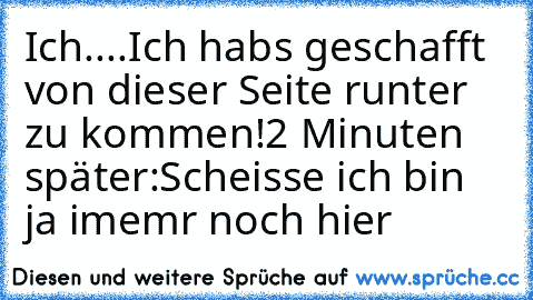 Ich....Ich habs geschafft von dieser Seite runter zu kommen!
2 Minuten später:Scheisse ich bin ja imemr noch hier