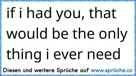 if i had you, that would be the only thing i ever need 