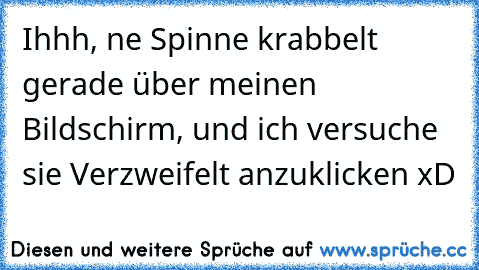 Ihhh, ne Spinne krabbelt gerade über meinen Bildschirm, und ich versuche sie Verzweifelt anzuklicken xD