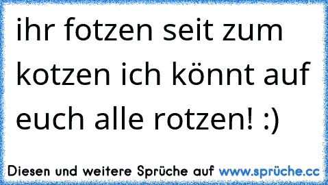 ihr fotzen seit zum kotzen ich könnt auf euch alle rotzen! :)