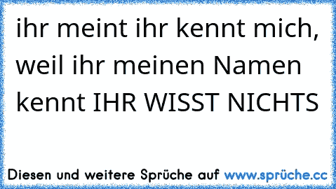 ihr meint ihr kennt mich, weil ihr meinen Namen kennt IHR WISST NICHTS