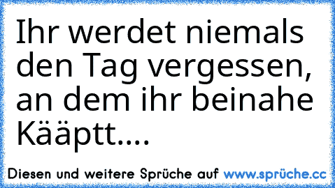 Ihr werdet niemals den Tag vergessen, an dem ihr beinahe Kääptt....