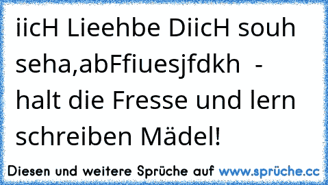 iicH Lieehbe DiicH souh seha,abFfiuesjfdkh ♥ - halt die Fresse und lern schreiben Mädel!