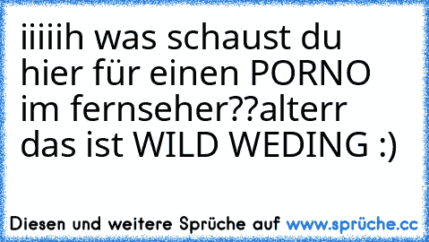 iiiiih was schaust du hier für einen PORNO im fernseher??
alterr das ist WILD WEDING :)