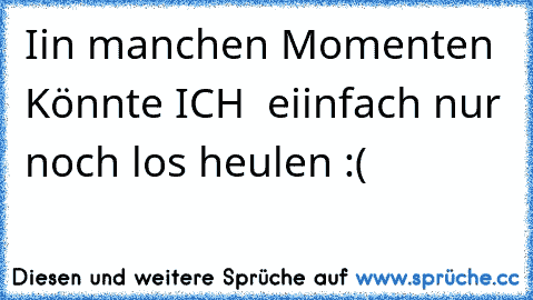 Iin manchen Momenten Könnte ICH  eiinfach nur noch los heulen :(