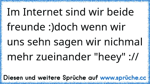 Im Internet sind wir beide freunde :)
doch wenn wir uns sehn sagen wir nichmal mehr zueinander "heey" ://