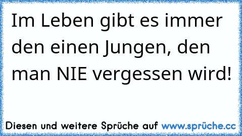 Im Leben gibt es immer den einen Jungen, den man NIE vergessen wird! 