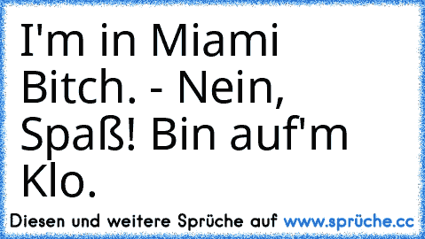 I'm in Miami Bitch. - Nein, Spaß! Bin auf'm Klo. ♥