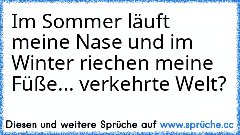 Im Sommer läuft meine Nase und im Winter riechen meine Füße... verkehrte Welt?