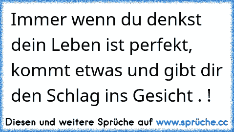 Immer wenn du denkst dein Leben ist perfekt, kommt etwas und gibt dir den Schlag ins Gesicht . !