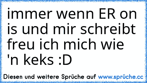 immer wenn ER on is und mir schreibt freu ich mich wie 'n keks :D