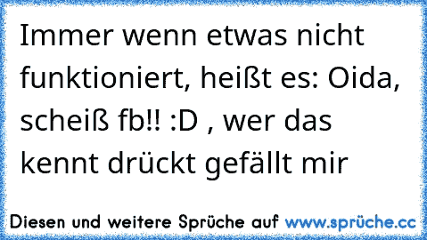 Immer wenn etwas nicht funktioniert, heißt es: Oida, scheiß fb!! :D , wer das kennt drückt gefällt mir