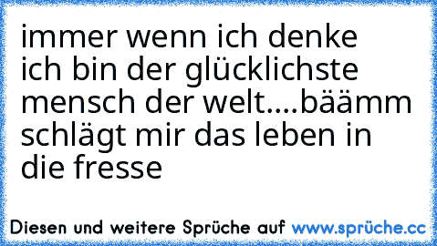 immer wenn ich denke  ich bin der glücklichste mensch der welt....bäämm schlägt mir das leben in die fresse