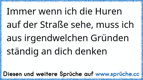 Immer wenn ich die Huren auf der Straße sehe, muss ich aus irgendwelchen Gründen ständig an dich denken