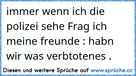 immer wenn ich die polizei sehe Frag ich meine freunde : habn wir was verbtotenes .