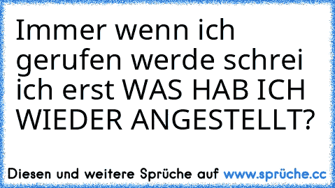 Immer wenn ich gerufen werde schrei ich erst WAS HAB ICH WIEDER ANGESTELLT?