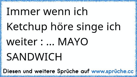 Immer wenn ich Ketchup höre singe ich weiter : ... MAYO SANDWICH