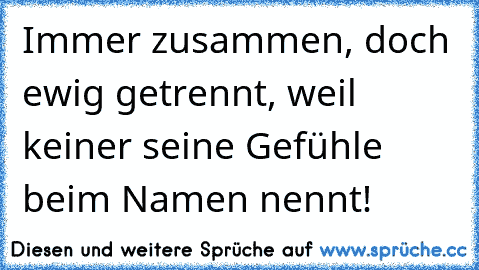 Immer zusammen, doch ewig getrennt, weil keiner seine Gefühle beim Namen nennt!