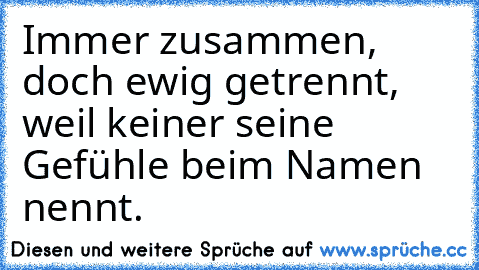 Immer zusammen, doch ewig getrennt, weil keiner seine Gefühle beim Namen nennt.