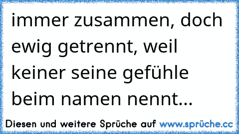 immer zusammen, doch ewig getrennt, weil keiner seine gefühle beim namen nennt... ღ